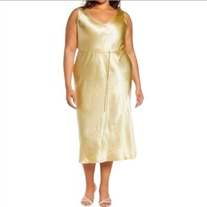 VINCE DOUBLE V NECK SATIN SLIP DRESS XXXL